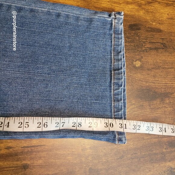 Anne Klein Jeans Sz 16 High Rise Bootcut Button Flap Medium Wash Stretch Denim - Picture 11 of 13
